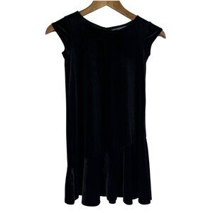Lands' End Velvet Sleeveless Asymmetrical Ruffle Hem Dress Girls Size S (7-8)